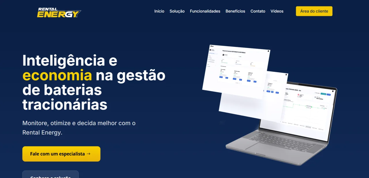 Página inicial do site da Rental Energy