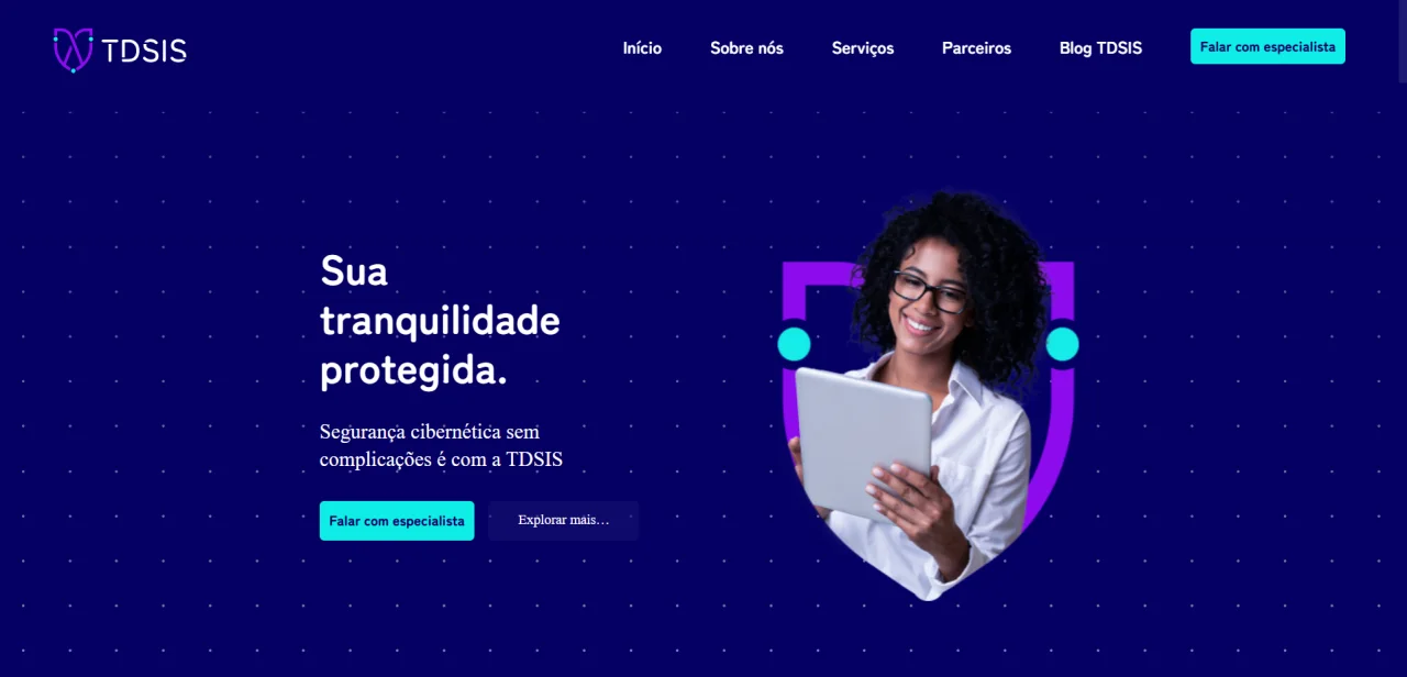 Página inicial do site da TDSIS